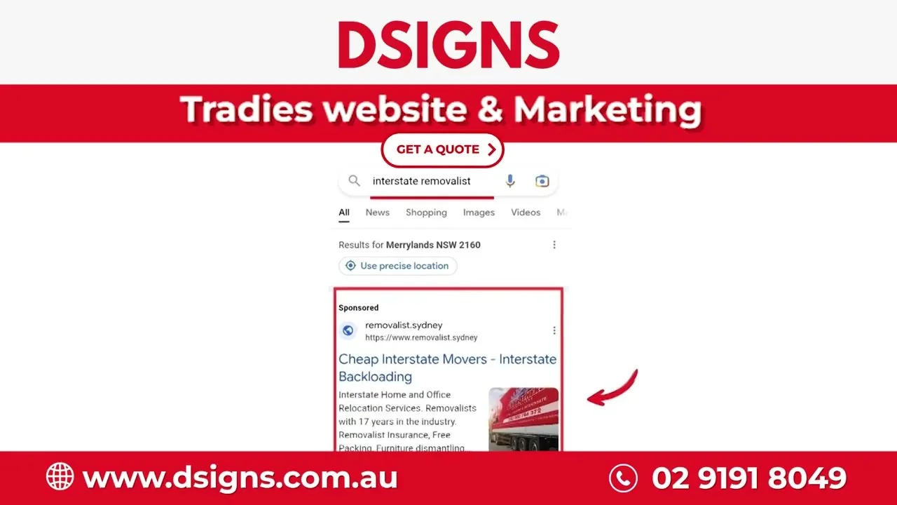 Tradies web design by DSIGNS Australia