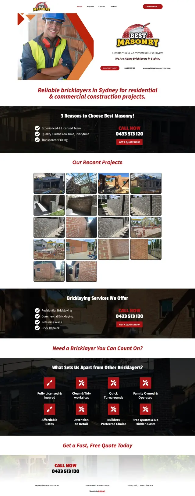 Best Masonry website design by DSIGNS Australia
