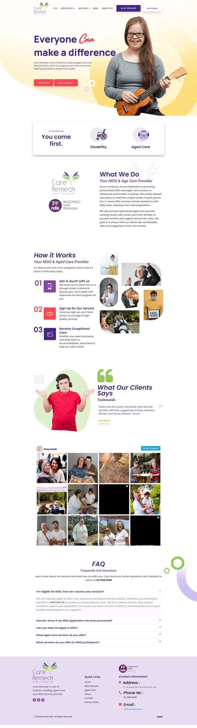 Care Remedy Disability & Aged Care website design by DSIGNS Australia