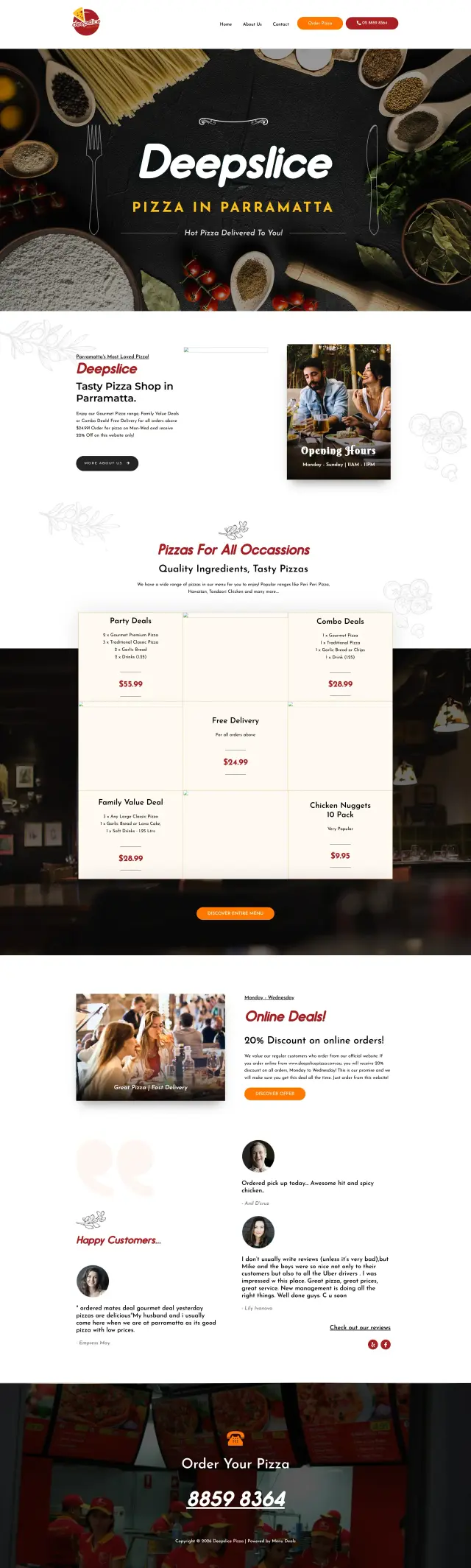 Deepslice Pizza website design by DSIGNS Australia