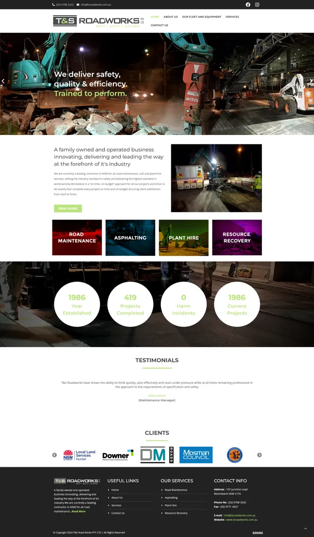 T&S Roadworks Pty Ltd website design by DSIGNS Australia