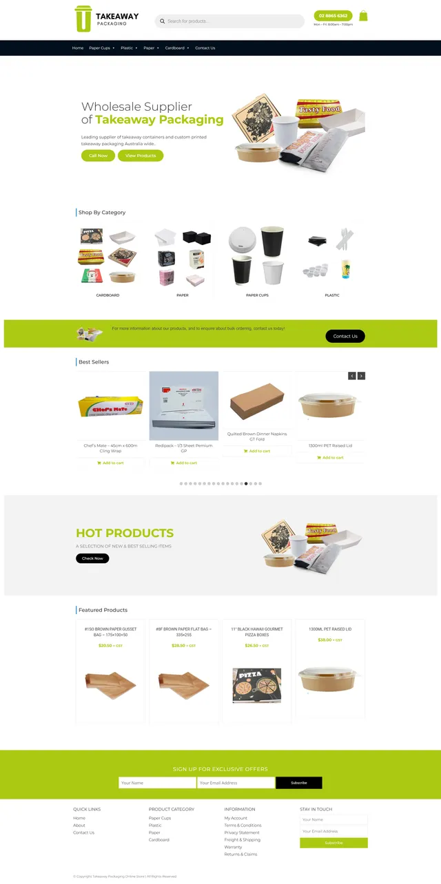 Takeaway Packaging website design by DSIGNS Australia