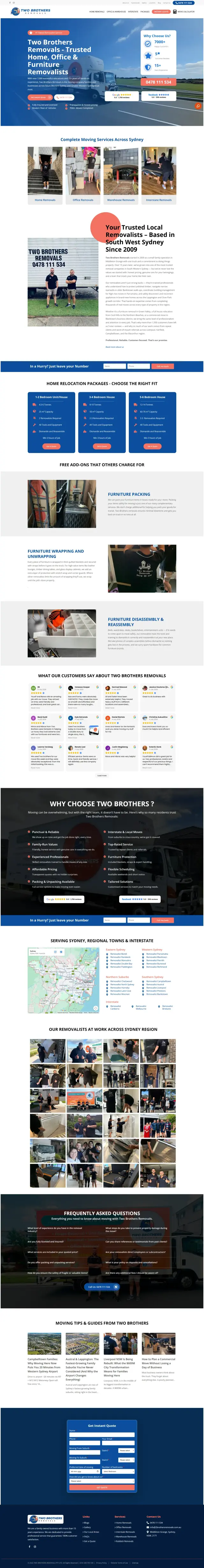 Two Brothers Removalist website design by DSIGNS Australia