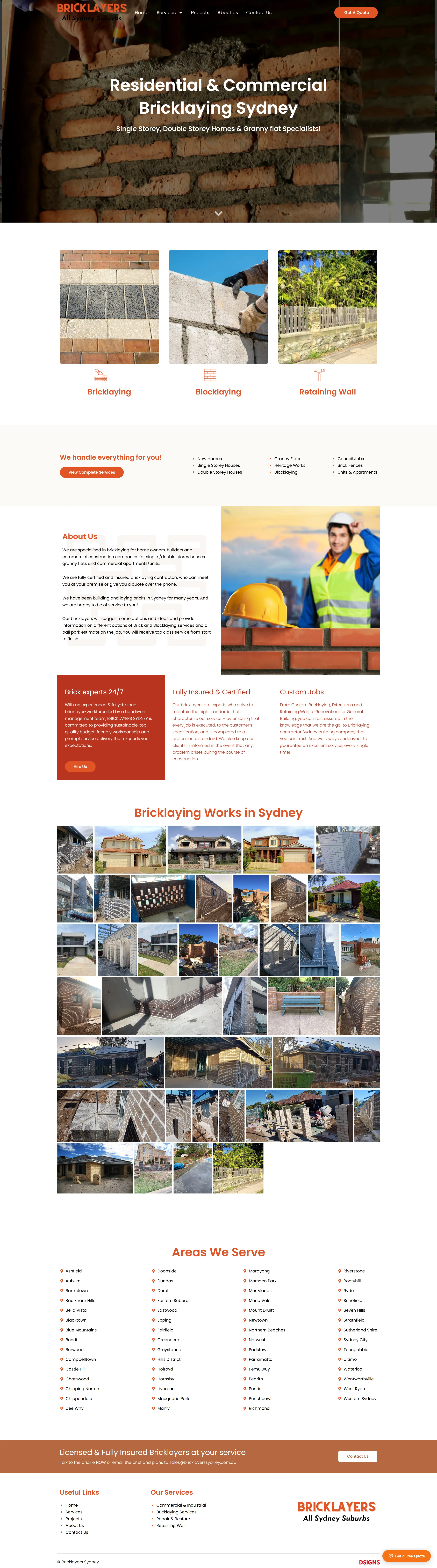 Bricklayers Sydney website design by DSIGNS Australia